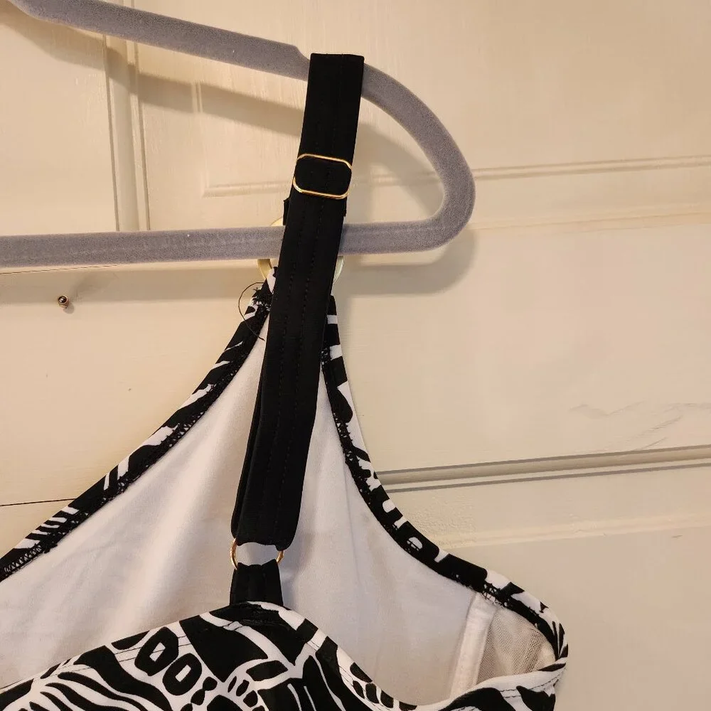 Christina Tankini Top Black & White‎ 3X
